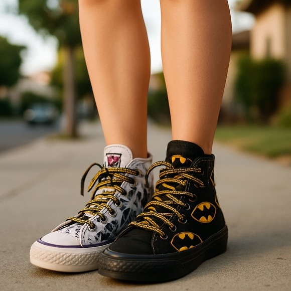 Converse Batman Joker High Top Sneakers Crime Scene DC Comics Shoes size 4.5 - Picture 3 of 12